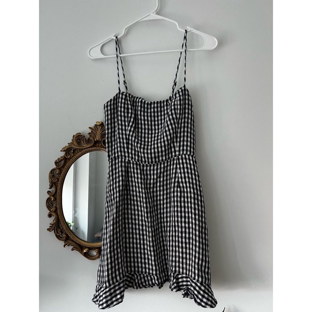 Reformation Navy and White Gingham Mini Dress Sz 4